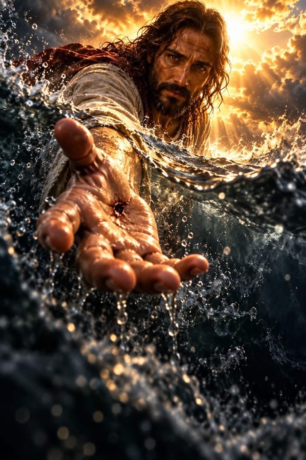 Jesús réttir fram hönd sína í gegnum öldurnar.